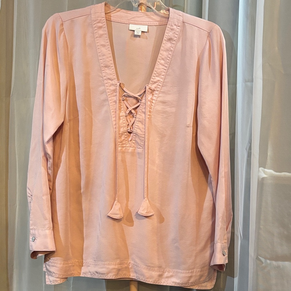 NWOT J. Jill 100% Lyocell Light Pink Long Sleeves Tunic Blouse